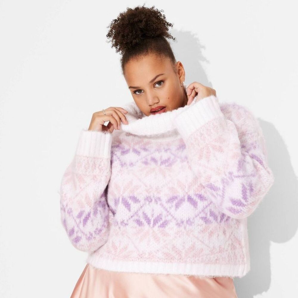 Wild Fable Pink and Purple Patterned Sweater NWT